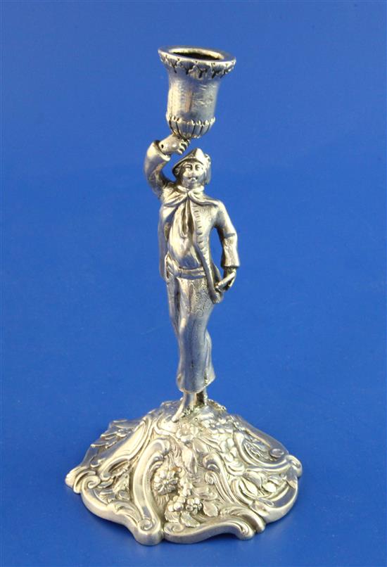 An early George III cast silver figural taperstick, 5.5 oz.